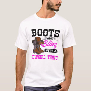 T-shirt Botte de fille Bling Pays Vintage Rodéo du Sud