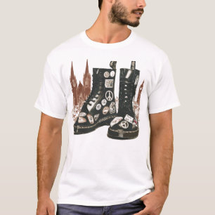 T-shirt Bottes de combat Punk Rock Londres Skyline Grunge