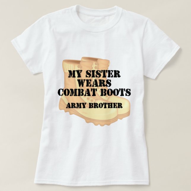 T-shirt Bottes de combats de désert de soeur de frère (Design devant)