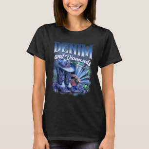 T-shirt Bottes de cowgirl country western en denim et diam