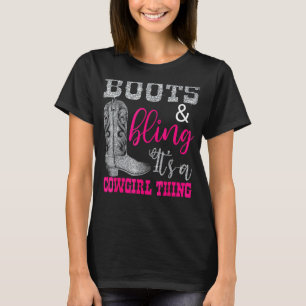 T-shirt Bottes de cowgirl drôles Bling Femmes Mignon Amou