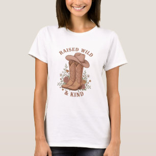 T-shirt Bottes de cowgirl sauvage et gentille avec slogan