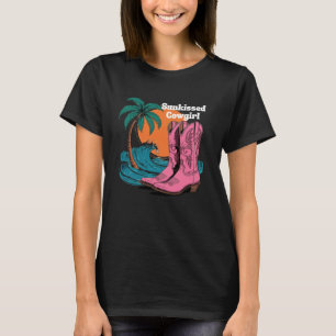 T-shirt Bottes de cowgirl vagues plage soleil caresse Cowg