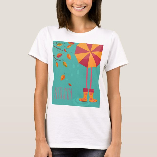 T-shirt Bottes de pluie d'automne et feuilles d'automne pa (Devant)