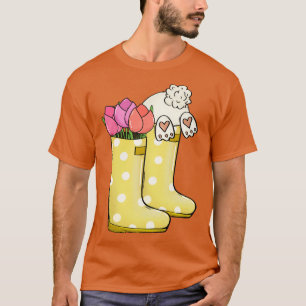 T-shirt bottes de pluie printanière 1