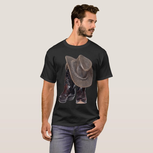 T-shirt Bottes et Casquette de cowboy (Devant entier)