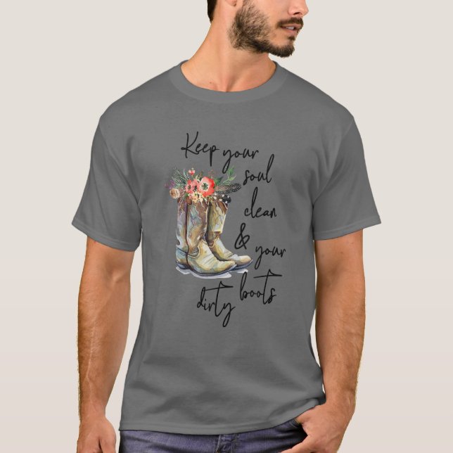 T-shirt Bottes Florales pour filles garder votre âme netto (Devant)