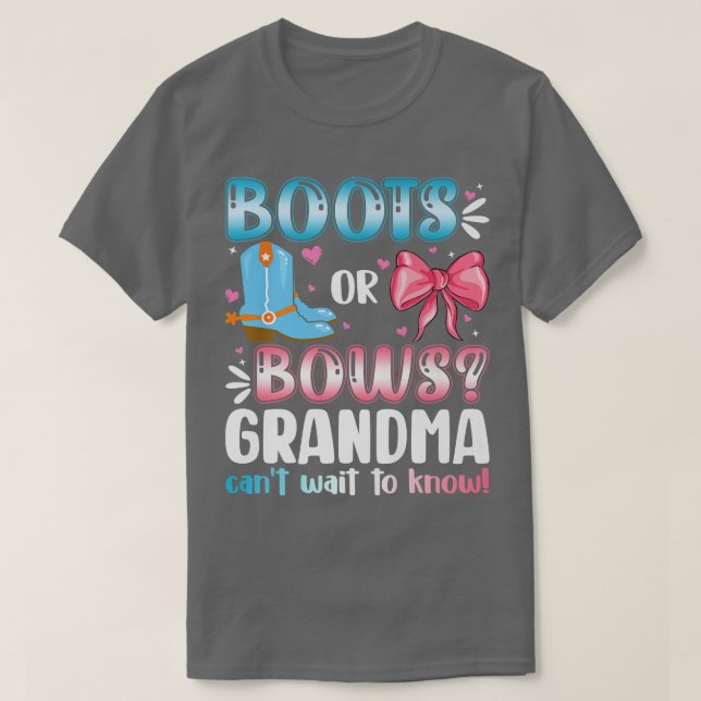 T-shirt Bottes Ou Bows Grand-mère Baby shower Révélateur S (Design devant)