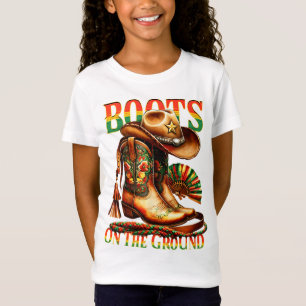 T-Shirt Bottes Sur Le Sol Boot JunetDix Black Cowgirl