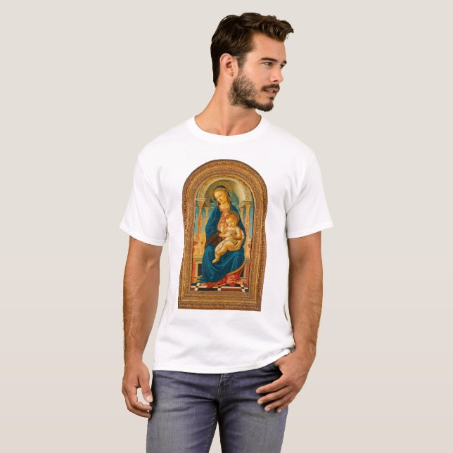 T-shirt Botticelli (1445-1510) Madonna & Child Enthroned (Devant entier)