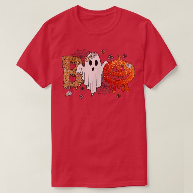 T-shirt Bou drôle avec fantôme et citrouilles pour la co-h (Design devant)