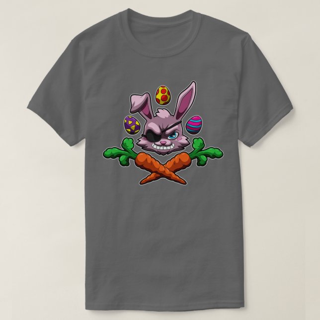 T-shirt Boucane Pirate Bunny Pâques Sous Drapeau Lapin (Design devant)