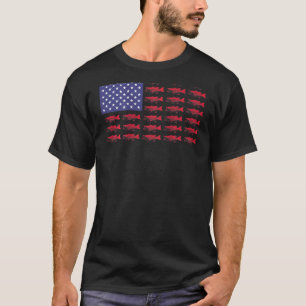 T-shirt Bouche de Lager Basse Vintage Usa Poisson Drapeau