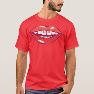 T-shirt Bouche Sexy Avec Piercing