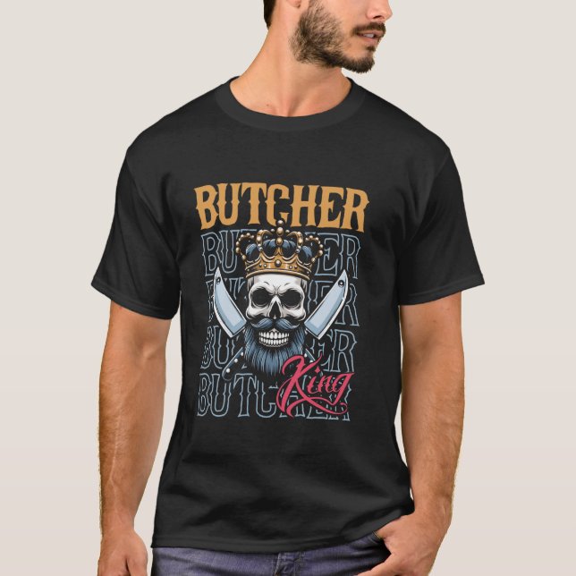 T-shirt Boucher Crâne Boucherie Viande - Boucher Roi (Devant)