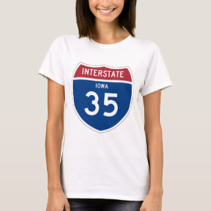 T-shirt Bouclier d'autoroute nationale de l'Iowa IA I-35 -
