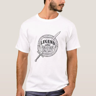 T-shirt Bouclier de chevalier médiéval Épée "LÉGENDE" Dess