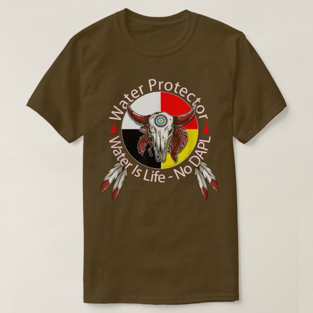 T-shirt Bouclier de protection de l'eau, soutien sioux de  (Design devant)