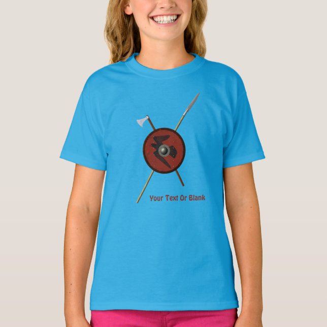 T-shirt Bouclier Et Armes De Corbeau Viking (Devant)