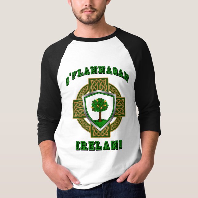 T-shirt Bouclier irlandais O'Flannagan/Flannagan avec Croi (Devant)