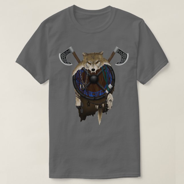 T-shirt Bouclier vif avec fourrure de loup (Design devant)