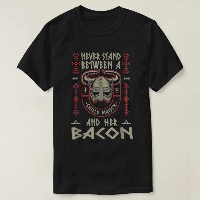 T-shirt Bouclier Viking Bacon Lover Norse Pork Belly (Design devant)