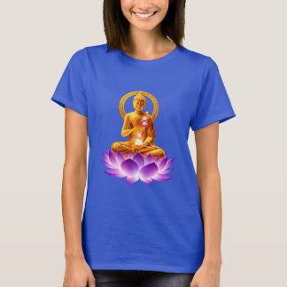 T-shirt Bouddha de méditation Lotus Doré Yoga Spirituel De