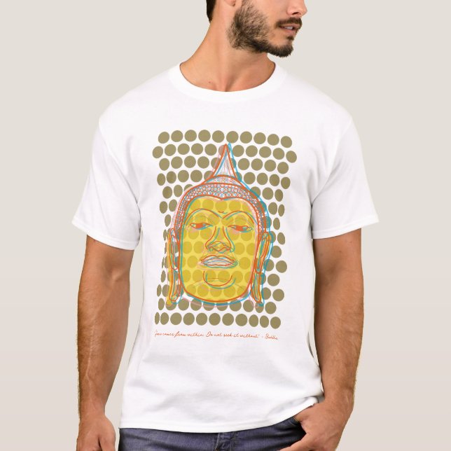 T-shirt Bouddha Jaune Zen Asiatique Décalé Sur Les Points  (Devant)