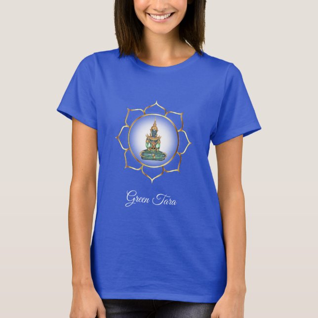 T-shirt Bouddha vert et Lotus doré (Devant)