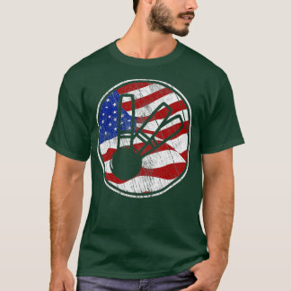 T-shirt Bougie Bowling American FlagVintage Candlepin B