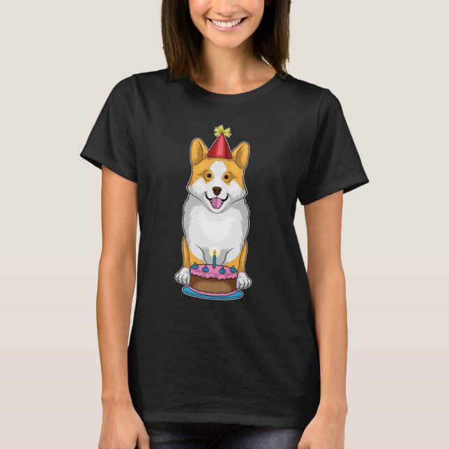 T-shirt Bougie de gâteau d'anniversaire de Corgi (Devant)
