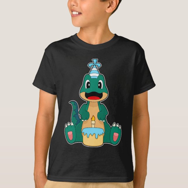 T-shirt Bougie de gâteau d'anniversaire de Dinosaur (Devant)