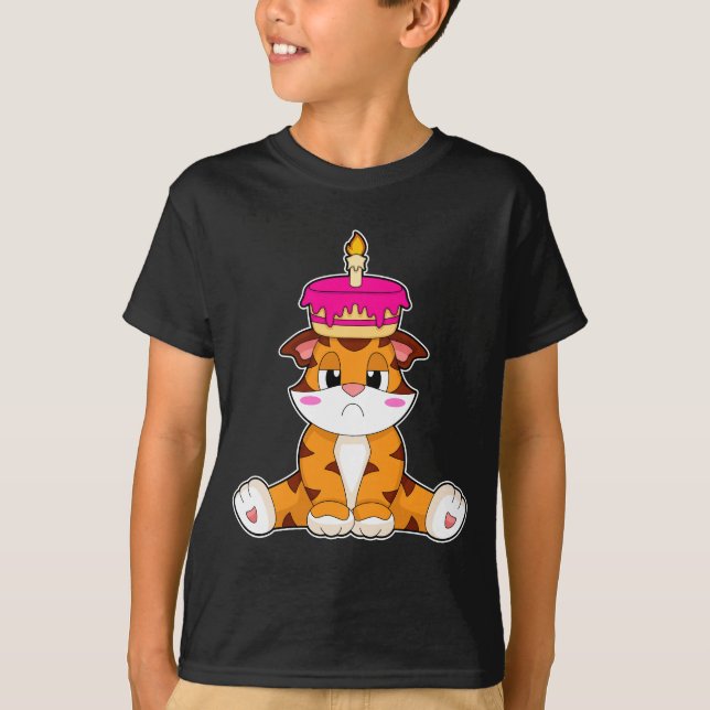 T-shirt Bougie de gâteau d'anniversaire du tigre (Devant)