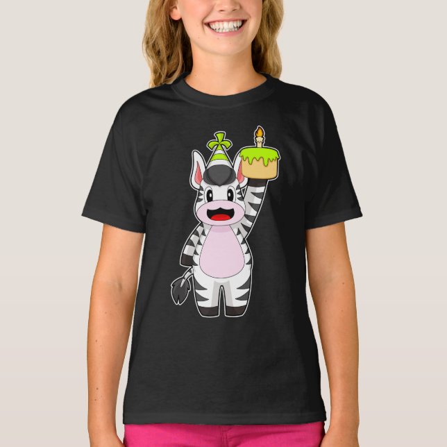T-shirt Bougie de gâteau d'anniversaire Zebra (Devant)