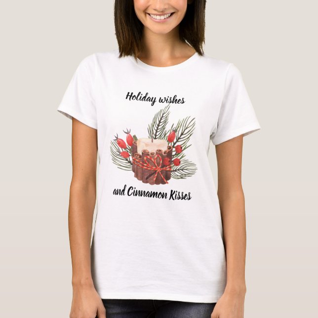 T-shirt Bougie de voeux de vacances et de baisers de canne (Devant)