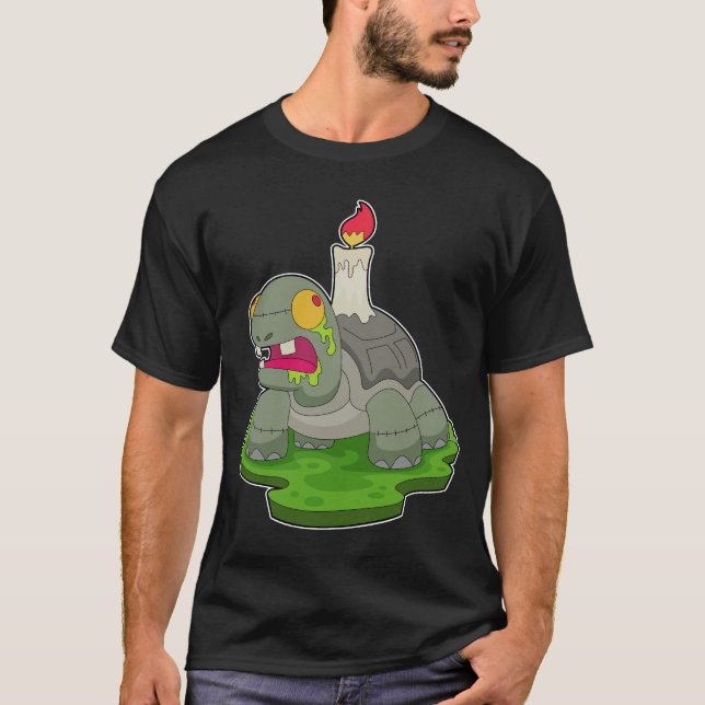 T-shirt Bougie Zombie Halloween de tortue (Devant)