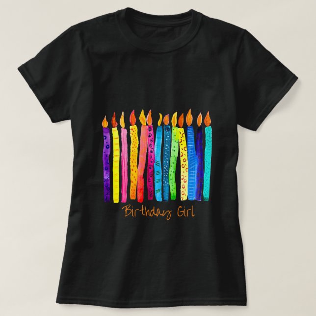 T-shirt Bougies d'anniversaire aquarelle (Design devant)
