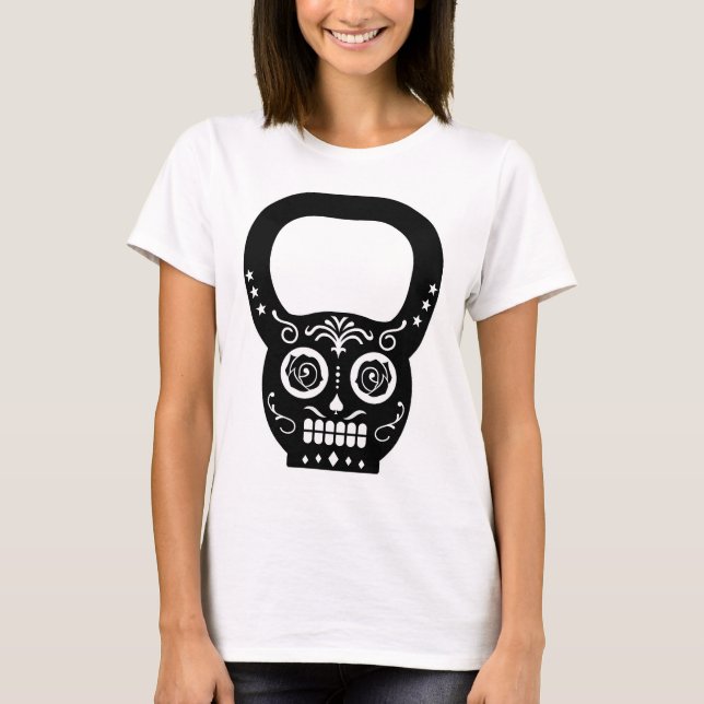 T-shirt Bouilloire noire Bell de crâne de sucre (Devant)
