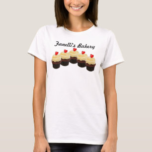 T-shirt Boulangerie tee - shirt de cupcakes en velours rou