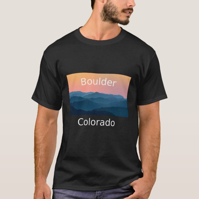 T-shirt Boulder Colorado Mountain sunset hometown (Devant)