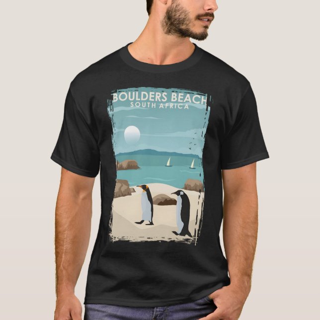 T-shirt Boulders Beach Afrique du Sud Penguin Beach Poster (Devant)