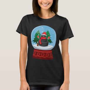 T-shirt Boule à neige de Noël Hockey sur glace Bonhomme de