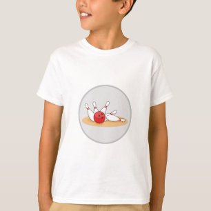 T-shirt Boule de bowling frappant les quilles 