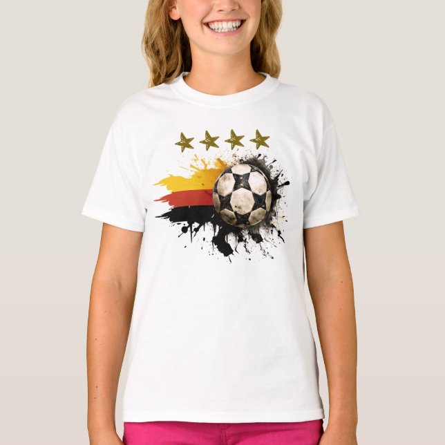 T-shirt Boule de football avec drapeau allemand et quatre  (Devant)