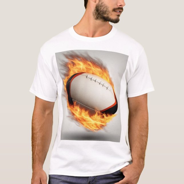 T-shirt Boule De Rugby Sur Conception Cool De Feu (Devant)