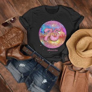 T-shirt Boule disco Pailletée Or Rose Fête d'anniversaire 