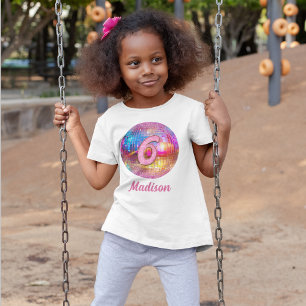 T-shirt Boule disco pailletée rose hot or pour 6ème annive