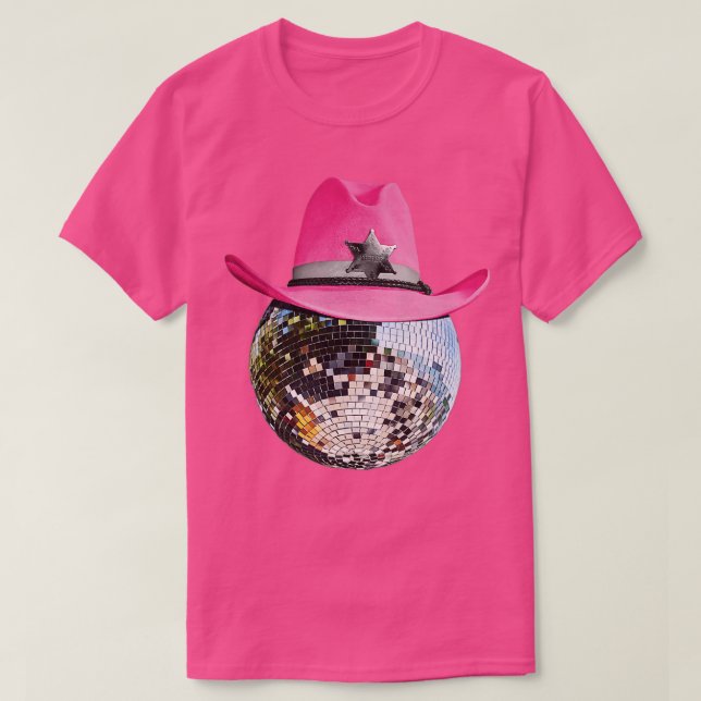 T-shirt Boule Disco Portant Pink Cowboy Casquette Club Ret (Design devant)