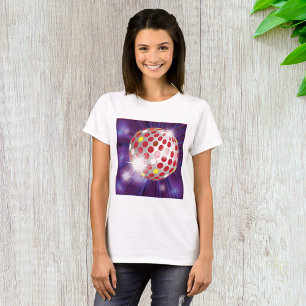 T-shirt Boule disco rétro années 70 Rouge vibrant