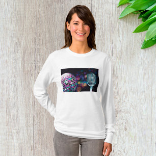 T-shirt Boule disco rétro et microphone vintage